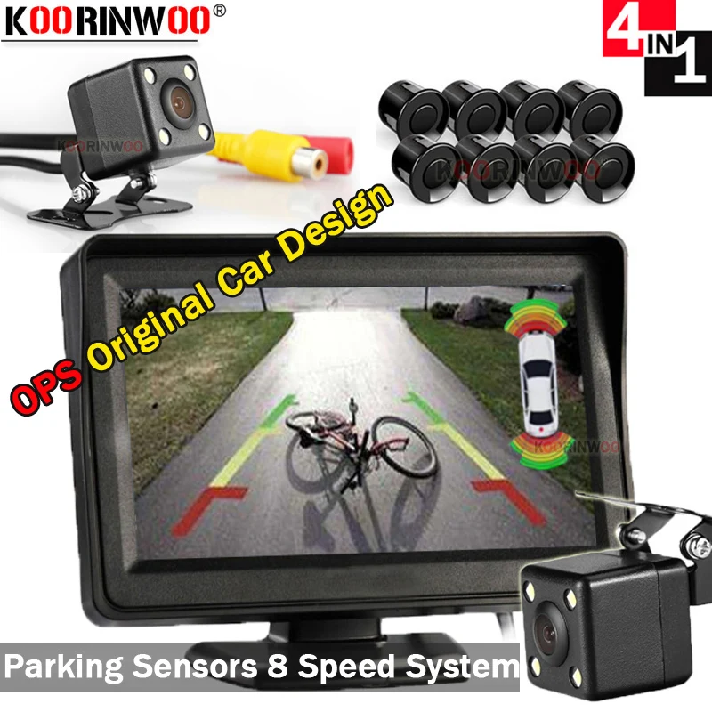 

Koorinwoo AHD CC Parkmaster 8 OPS Parking Sensor Video Parking Sensor Car Camera With Led backlight monitor Parking blind sensor