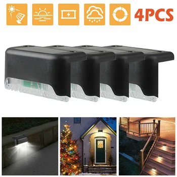

4PCS LED Solar Path Stair Outdoor Light Garden Yard Fence Wall Landscape Lamp Solar Light Outdoors Rechargeable for Patio Stairs