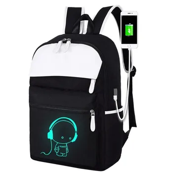 

Women backpack Oxford cloth man luminous travel Laptop bag multifunction USB charging backpack for teenagers boys Girl backpack