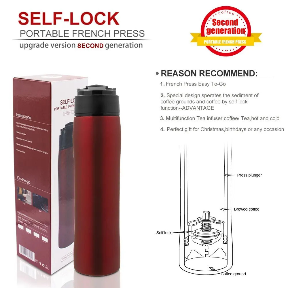 Prensa Francesa Portátil Dupla Isolamento Térmico Armazenamento Frio Viagem Ao Ar Livre Garrafa De Aço Inoxidável Cafeteira_voghion.com