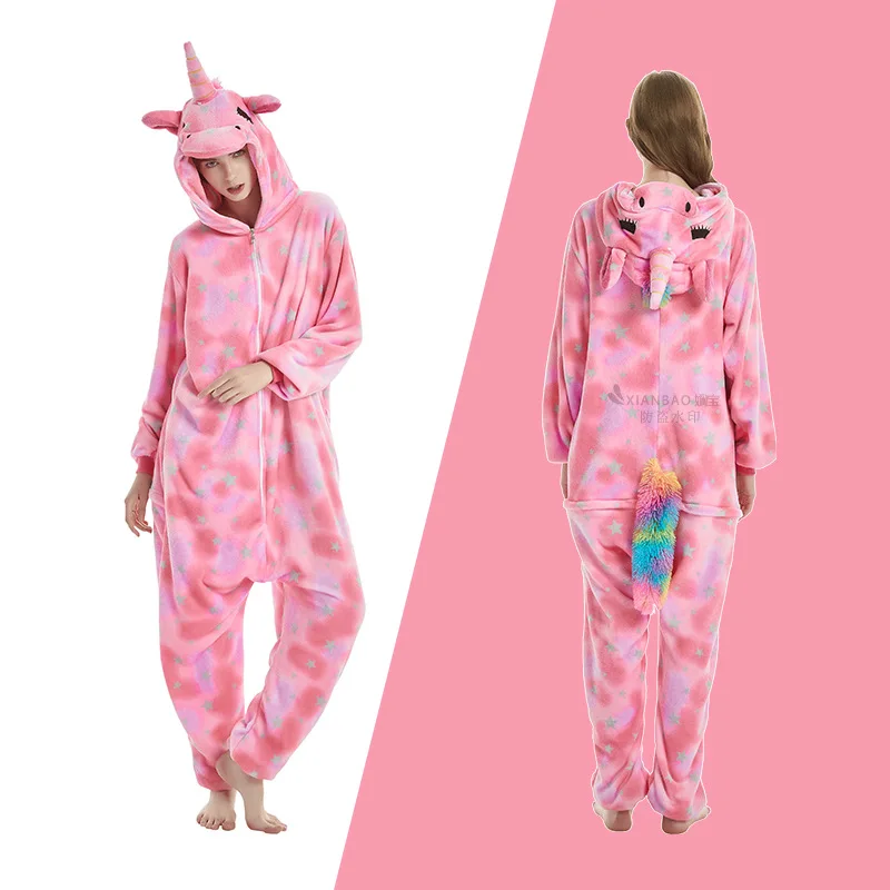 Adult Animal Pajamas Women Sleepwear Onesie Kigurumi Pyjama Kids Anime Cartoon Overalls Winter Nightie Jumpsuit Costumes