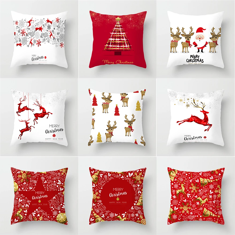 

2019 Christmas Santa Claus Pillow Case Sofa Car Throw Cushion Covers Home Decorations Plush Throw Pillow Case Cover