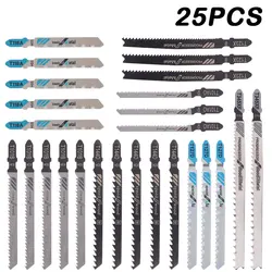 Lâmina de serra t shank hcs, ferramenta de corte curva, lâmina de aço e metal, para madeira, plástico, ferramentas para trabalhar madeira, t144d/t1118a, 25 peças