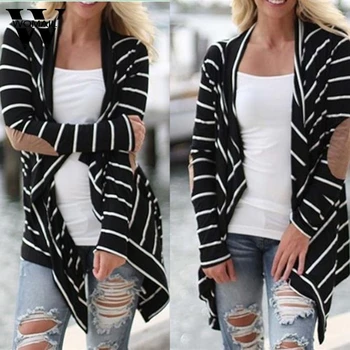 

Womail Womens Coats Women Casual Long Sleeve Striped Cardigans Patchwork Outwear Coat women 2019 S-XL