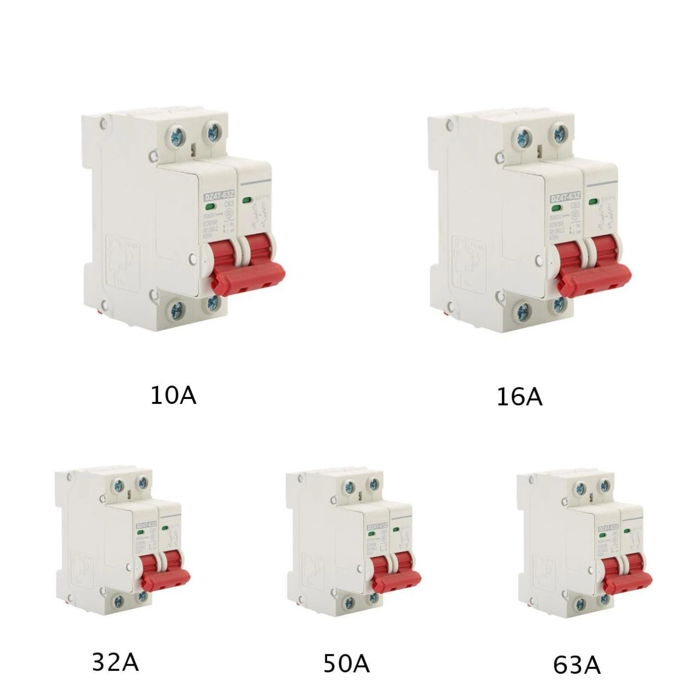 2P DC 1000V Solar Mini Circuit Breaker 10A//16A//32A//50A//63A DC Photovoltaic MCB