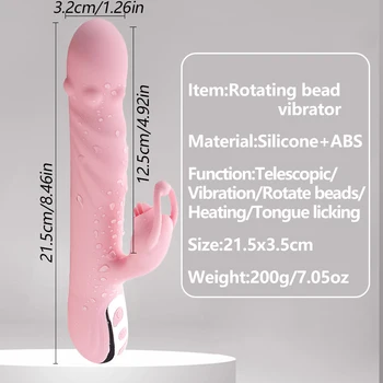Heating Telescopic Vibrator with Tongue Licking 20+20 Speeds Vaginal Massager Clitoris Lick Stimulation Dildo Sex Toys for Women 2
