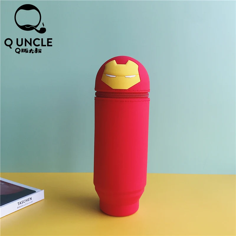 

Q UNCLE Funny Waterproof Makeup Bags Zipper Red Makeup Brush Storage Tube Soft Silica Gel Toiletry Bag Barrel-shaped Pen Holder