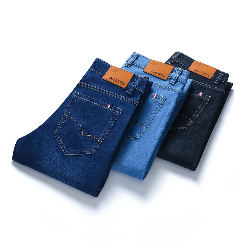 Осень и зима стиль мужские эластичные джинсы среднего возраста деловые прямые брюки мужские брюки 1115