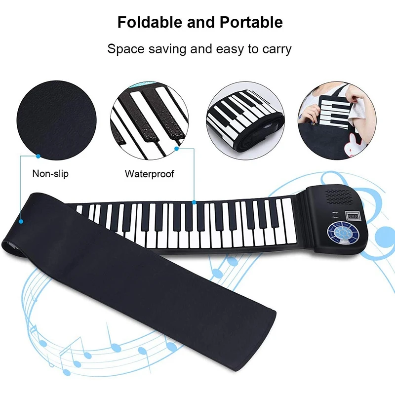 Piano Keyboard 88 Keys Contact Sensitive Portable Keyboard with Power Supply with Foot Pedal