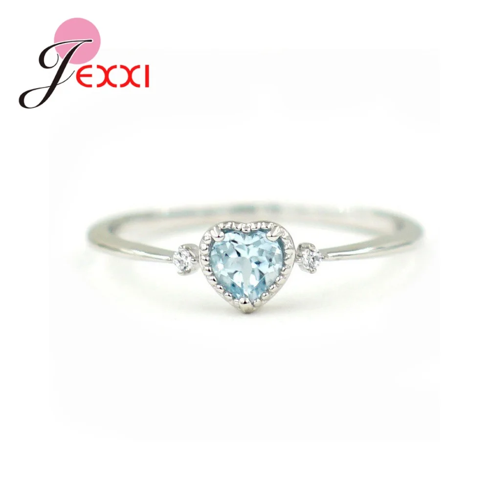 

Fashion 925 Sterling Silver Shinning Crystal Heart Shaped Wedding Rings Women's Zircon Engagement Ring glamour Jewelry
