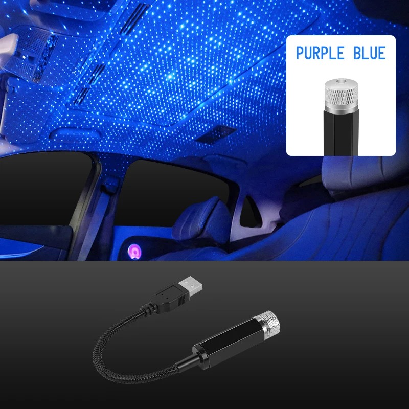 blue purple Светильник на крышу автомобиля Ambient Star Mini Usb порт светодиодный интерьерный проектор Звездная атмосфера светильник s Авто комната лазер Galaxy декоративная лампа - Испускаемый цвет: blue purple