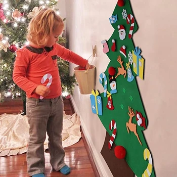 Filc choinka choinka bożonarodzeniowa DIY dla dzieci 32 27 sztuk odpinane ozdoby drzwi ściany wiszące prezenty bożonarodzeniowe na ozdoby świąteczne tanie i dobre opinie YONGSNOW CN (pochodzenie) 1 Set