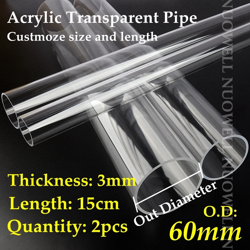 OD 16~90mm Transparent Acrylic Tube Aquarium Fish Tank Supplies Plexiglass Water Supply Pipe Garden Watering Fittings 15cm Long 