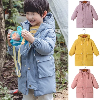 

Children Winter Duck Down Jacket Solid Boys Girls Winter Jacket Kid Warm Outerwear Hooded Coat Snowsuit Winter Overalls For Girl