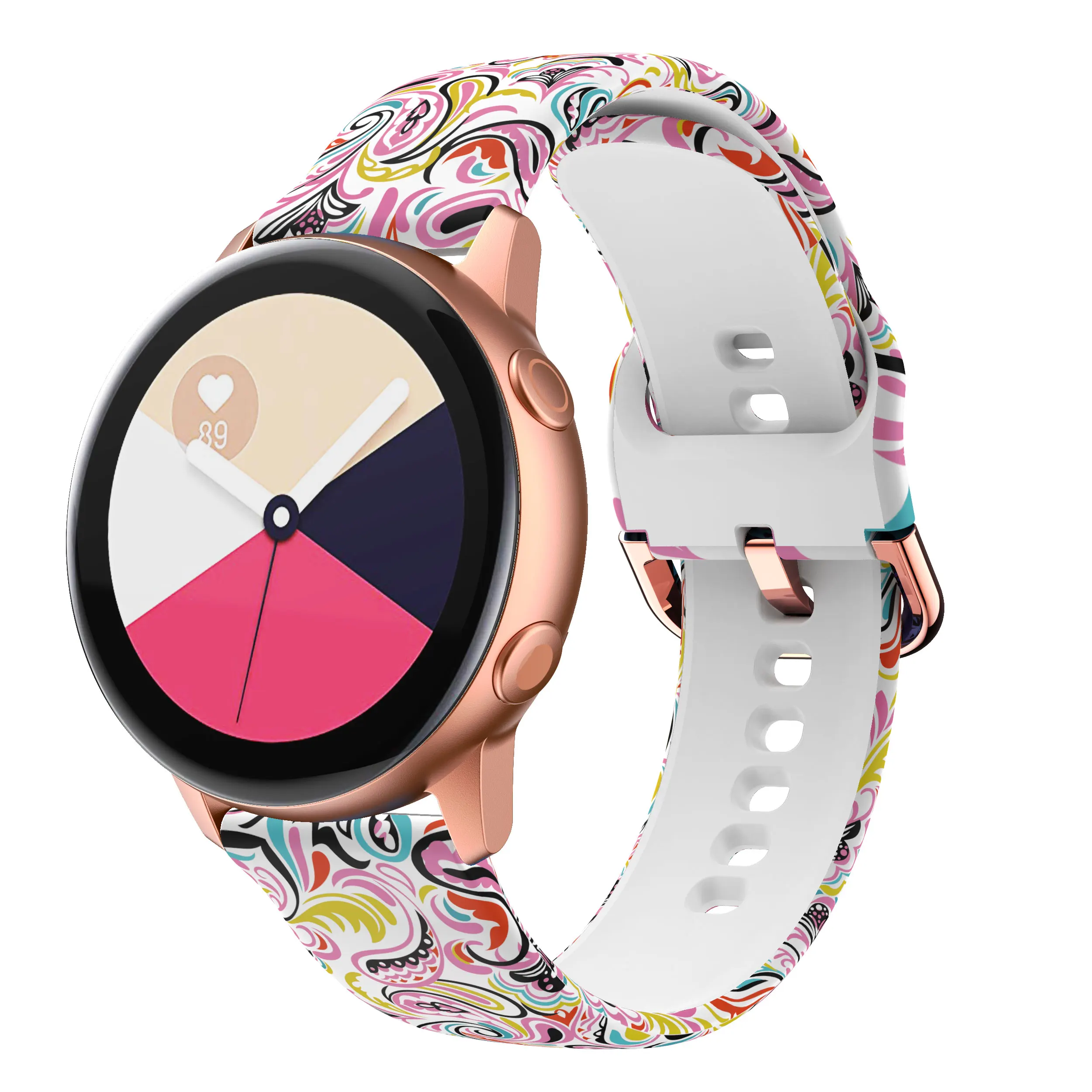 Women's Vibrant Sport Silicone Watch Strap - Colorful Printed Design
