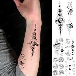 Waterproof Temporary Tattoo Sticker Earth Galaxy Astronaut Star Moon Flash Tatto Woman Man Child Wrist Arm Body Art Fake Tatoo