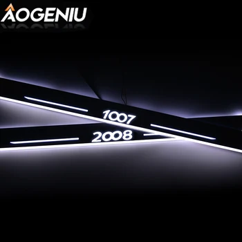 

LED Door Sill Acrylic Compatible For PEUGEOT 1007 2008 2005-2019 Pedal Exterior Scuff Plate Moving Light Car Sticker Accessories