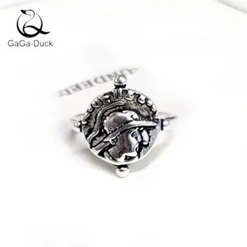 

New Retro Jewelry Hipster Creative Thai Silver Carved Portrait 925 Sterling Silver Personality Popular Opening Rings R510