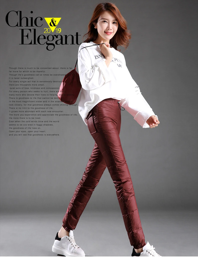 Winter Women Pants Outdoors Down Pants High Waist Thickening Warm Pants For Women Trousers Female
