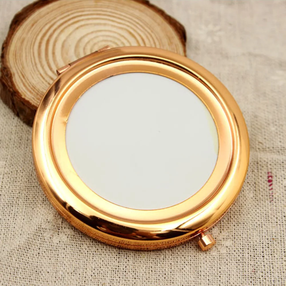 1Pc Portable Makeup Mirror Solid Color Metal Round Case Double-Side Pop-Up Pocket Mirror Beauty Accessories Rose Gold - Цвет: 7