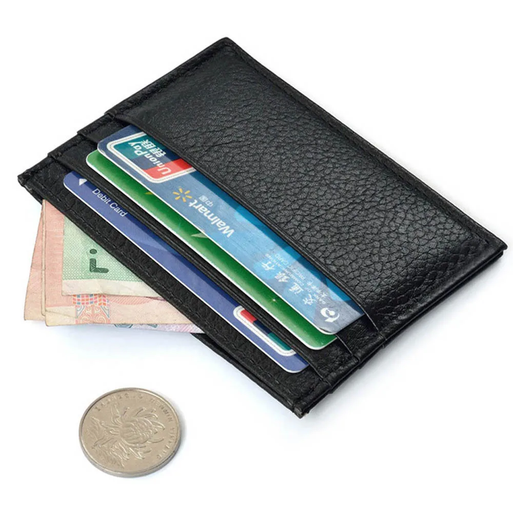 Aelicy супер тонкий кредитной удостоверение личности держатель дело для мужчин's бизнес мини кошелек черный чехол сумка