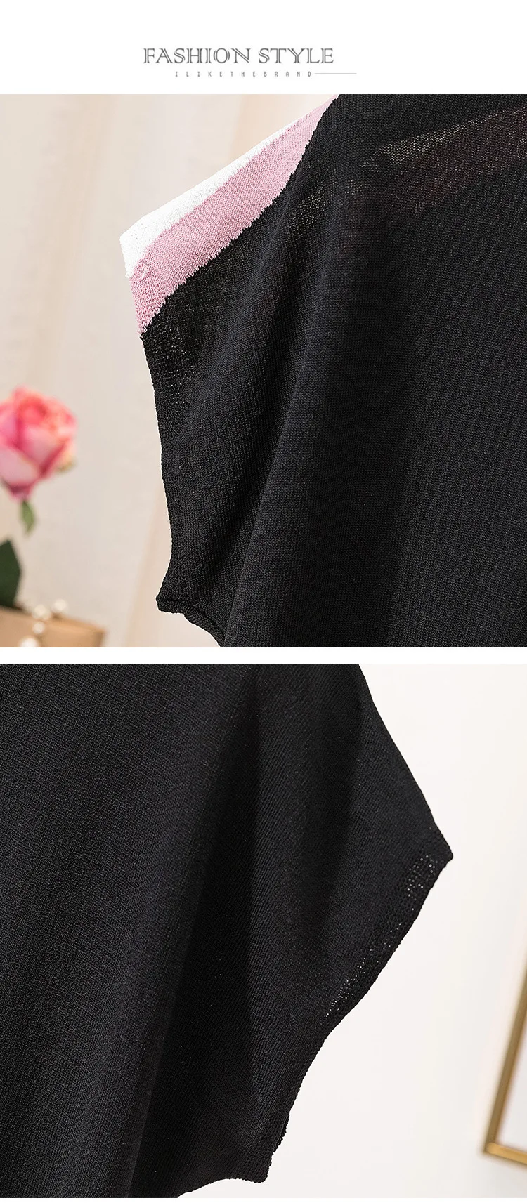 Large Size Dress Korean-style Half Sleeve Irregular Pattern Crew Neck Viscose Sweater Fat Mm Loose-Fit T-shirt