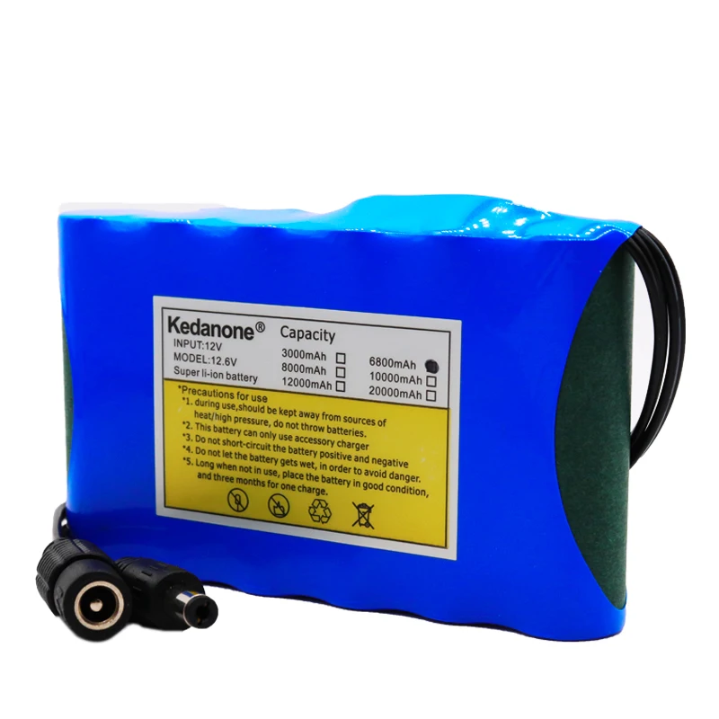 Original 18650 Li-Ion Battery Portable Rechargeable Battery DC 12 V 12.6 V 6800mAh Battery/12.6V Battery Pack +12.6V1A Charger