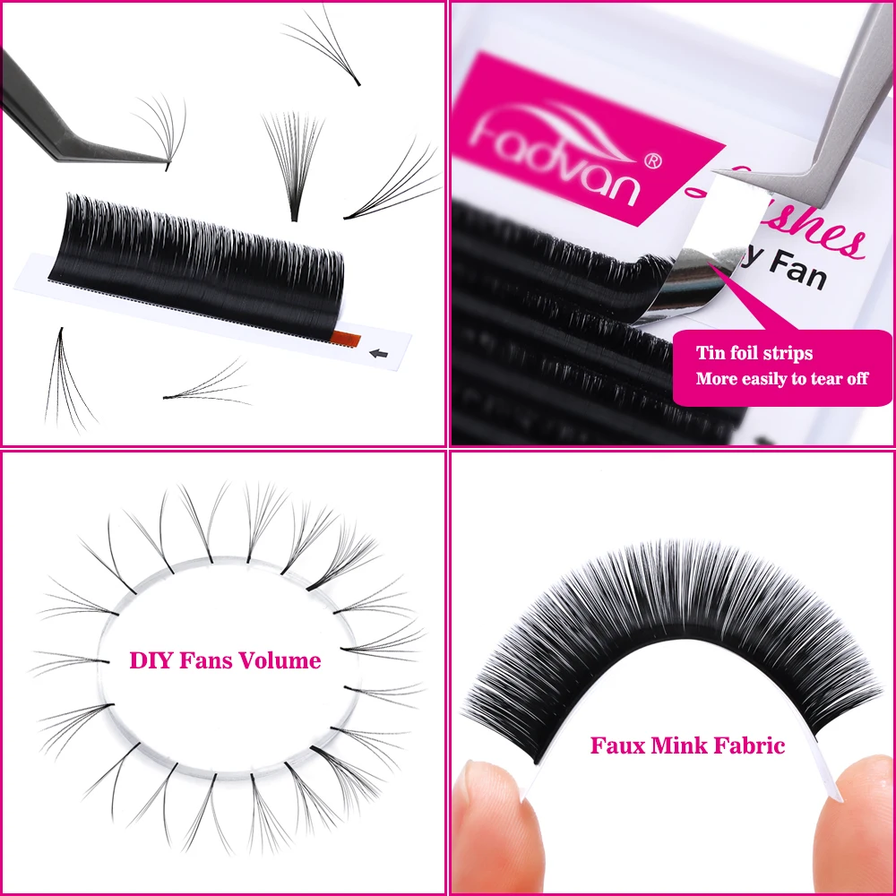 Fadvan Easy Fan Eyelash Extension Soft Faux Mink Lash Russia Volume 1 Second Flare Blooming Eyelash Professional Makeup Supplies