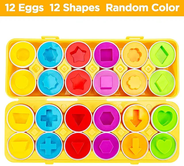 12PCS Montessori Learning Education Math Toys Smart Eggs Kids Mixed Shape Matching 3D Puzzle Game For Children Educational Toys 3