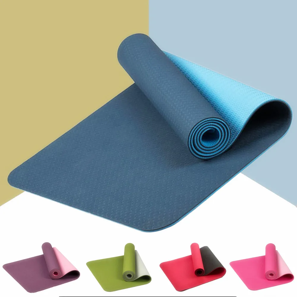 

183*61cm *6mm Gym Exercise mats thick double color non slip Yoga mat TPE sport training mat for fitness Home tasteless pads