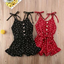 Летний комбинезон без рукавов с принтом сердца для маленьких девочек; комбинезон на подтяжках для маленьких детей; свободные штаны для девочек; брюки; Одежда для девочек