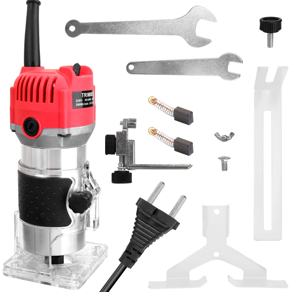Fresadora eléctrica de 30000rpm para carpintería, recortador eléctrico para madera, máquina de grabado con ranuras, 800W, con puntas, máquina de tallado a mano