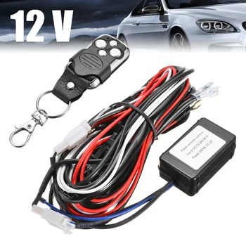 

12V High Power 120W LED Work Light Bar Wiring Harness Remote Controller Wire Cable Switch Wiring Kit with Battery