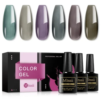 

Mtssii 6 PCS Translucent Gel Polish Set for Manicuring Semi Permanent UV LED Crystal Gel Soak Off Jelly UV Gel Nail Polish