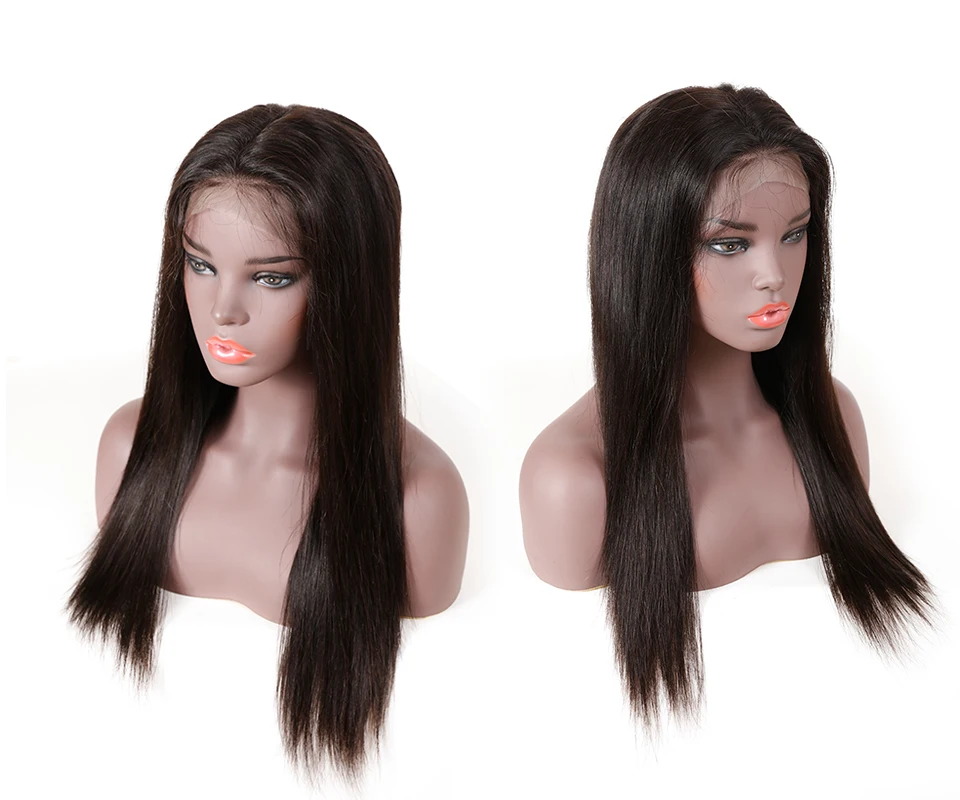 Ali queen hair 13x4 парик фронта шнурка девственница бразильские прямые 8 "~ 26" 150% плотность натуральный черный и блондин 613 цвет человеческие волосы