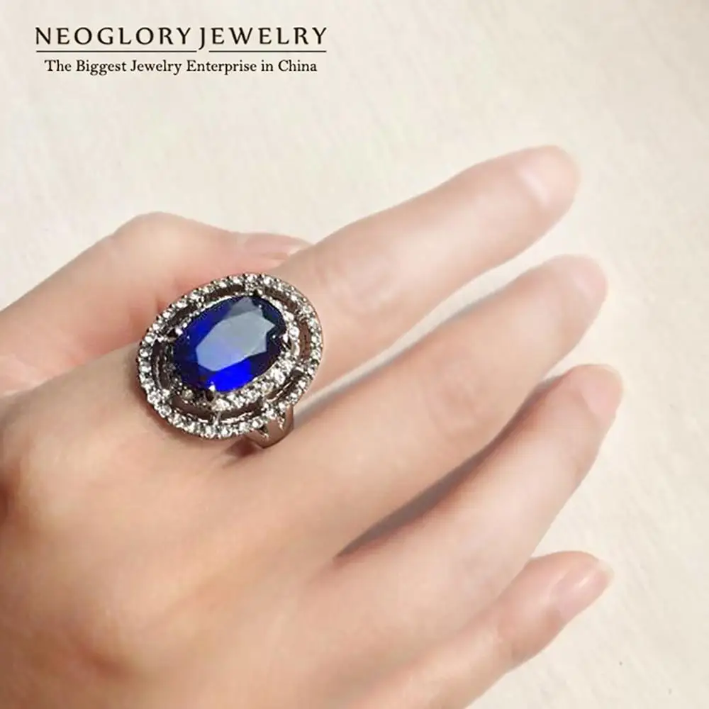 Neoglory голубой циркон горный хрусталь обручальные кольца для женщин романтический