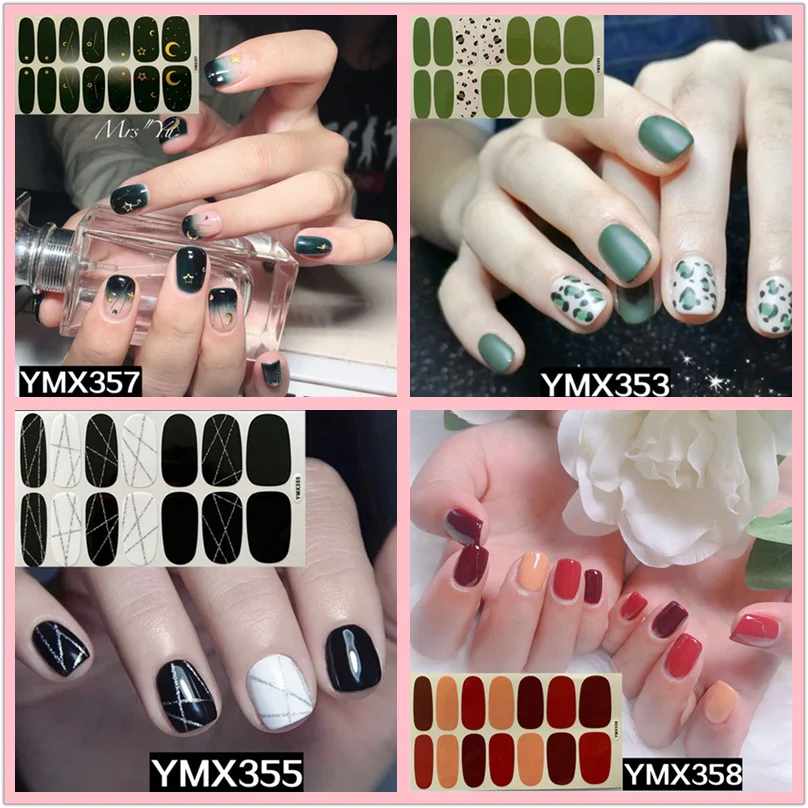 

14tips/sheet Beauty Nail Art Stickers Full Cover Sticker Wraps Decorations DIY Manicure Slider Nail Vinyls Adhesive Nails Decals