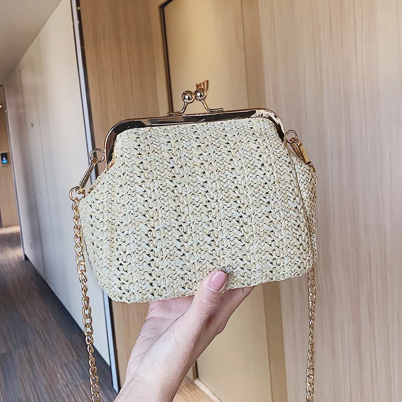 

Summer Small Bag Women's 2019 New Style Fashion Korean-style Versatile Shoulder Bag Chain Shoulder Fashion Straw jia kou bao