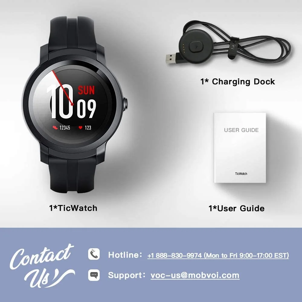TicWatch E2 Wear OS by Google Smart Watch GPS incorporado iOS y Android 5ATM Impermeable Bater a de larga duraci n Reloj deportivo para hombres y