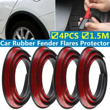 

4x 1.5M Universal Rubber Car Mudguard Wheel Eyebrow Protector Lip Wheel-arch Trim Anti-collision Car Wheel Arch Decorative Strip
