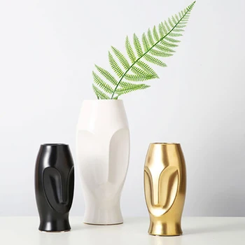 

Nordic Abstract Ceramic Vase Human Face Creative Display Room Decorative Figue Head Shape Vase wedding decoration handicraft