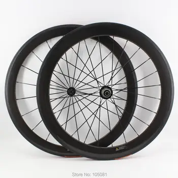 

New 700C front 50mm+rear 60mm Road bike glossy matt 3K full carbon fibre bicycle wheelset carbon clincher tubular rims Free ship