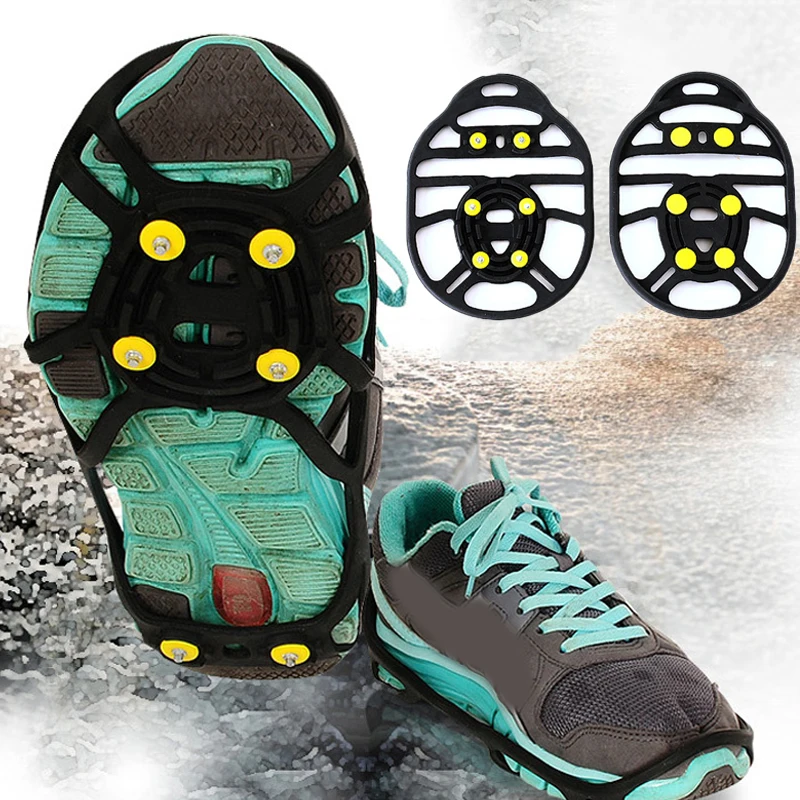6 зубчатые резиновые скобы для пешего туризма обувь для ногтей Нескользящие бахилы противоскользящие снежные ледяные альпинистские ботинки шипы для обуви