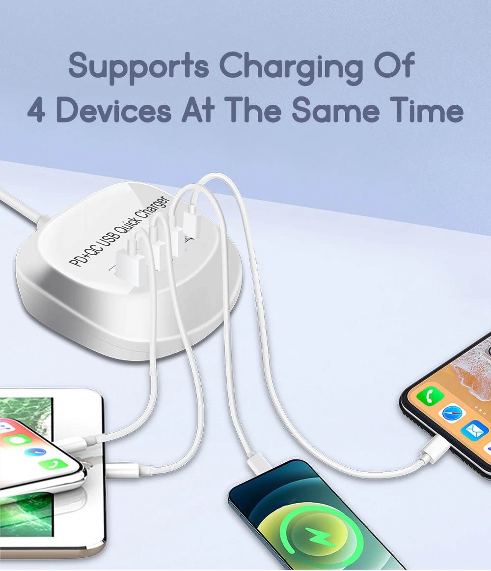 5v 3a usb c 4 Ports USB Charger Hub 20W PD QC3.0 Quick Charge 3.0 Phone Charger Fast Charge Adapter Station For iPhone Xiaomi Samsung Huawei usb charger 12v