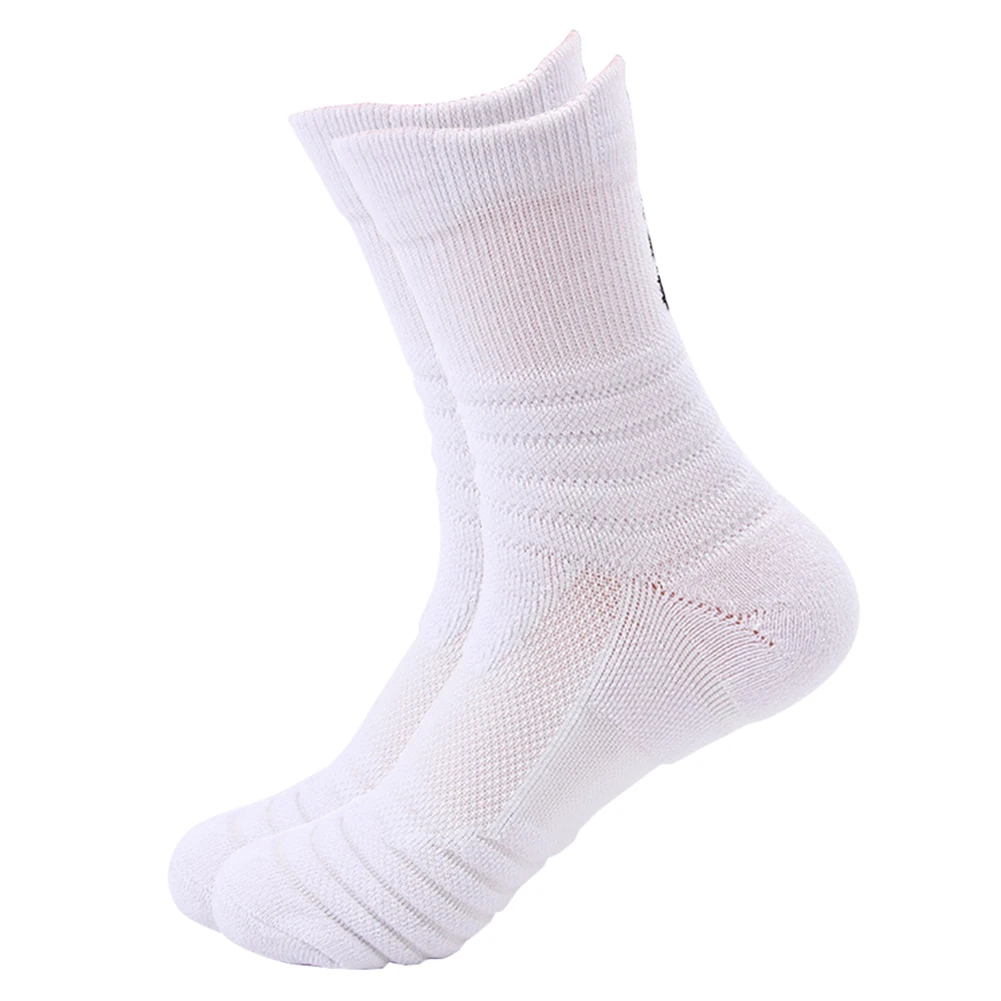 Носки для бега для спорта, баскетбола, футбола, велоспорта, мужские Противоскользящие дышащий материал, впитывающий влагу толстые носки без пятки - Цвет: White