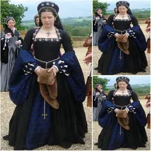 CosplayDiy индивидуальный заказ королева елизания Тюдор черный и темно-синий бальное платье на Хэллоуин для взрослых Tudor королева принцесса платье L320
