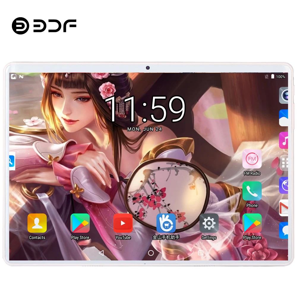 

BDF 10 Inch Tablet PC 2.5D Tempered Glass 4G Phone Call Android 9.0 Ten Core 8GB RAM 128GB ROM 5.0MP IPS Wi-Fi Cards Tablets Pc