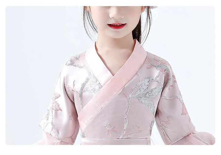 Платье принцессы с длинными рукавами; осенний китайский костюм Hanfu для девочек; платье для сцены; юбка Hanfu