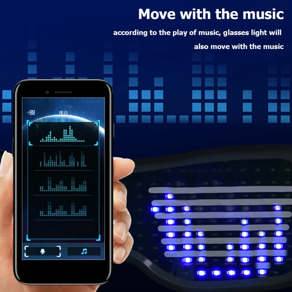 Волшебные Bluetooth светодиодные очки светящиеся светодиодные вечерние светящиеся неоновые очки светящиеся солнцезащитные очки USB управление приложением DIY Изменить DJ Рождество