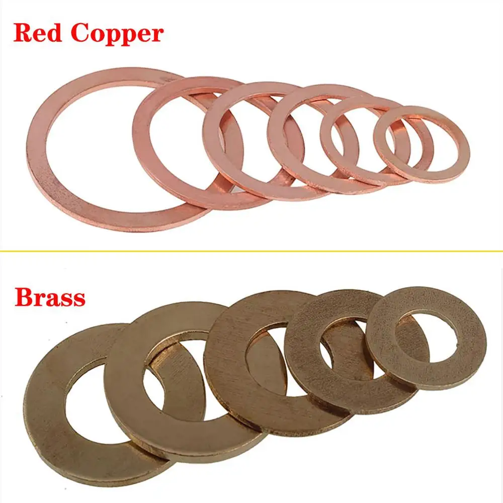 Solid Brass/Red Copper Flat Washer Sealing Ring Gasket For Marine Watch Metric M2 M2.5 M3 M4 M5 M6 M8 M10 M12 M14 M16 M18-M48 |